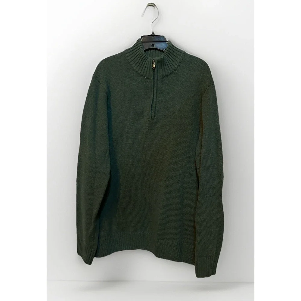 Sonoma Pullover Sweater Men XXL Forest Green 1/4 Zip Long Sleeve Mock Neck
